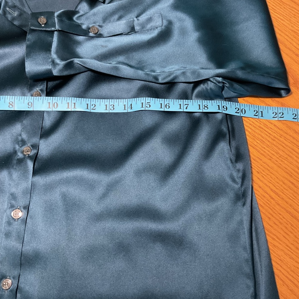 Burberry of London Deep Teal Button Down Blouse Size 12 - Picture 6 of 11